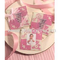 Pink princess glass photo coaster wedding favors