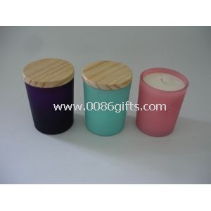 Lilin wangi Soywax kaca dengan tutup kayu