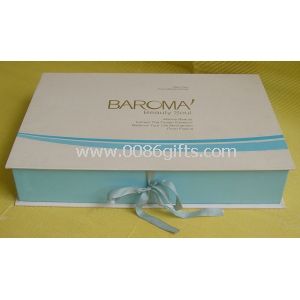 Cardboard Gift Box with Blue Ribbions for Jewelry Packaging