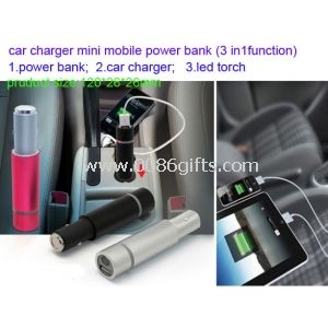 Mini car charger power bank with led light