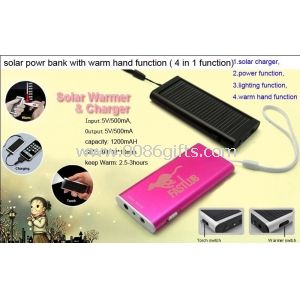 Solar power bank with warm hand function