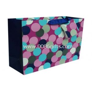 Personalised Paper Carrier Bags Round Dot Square Bottom for Gift