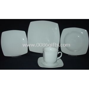 Набор посуды квадратной формы тонкого фарфора с белым цветом