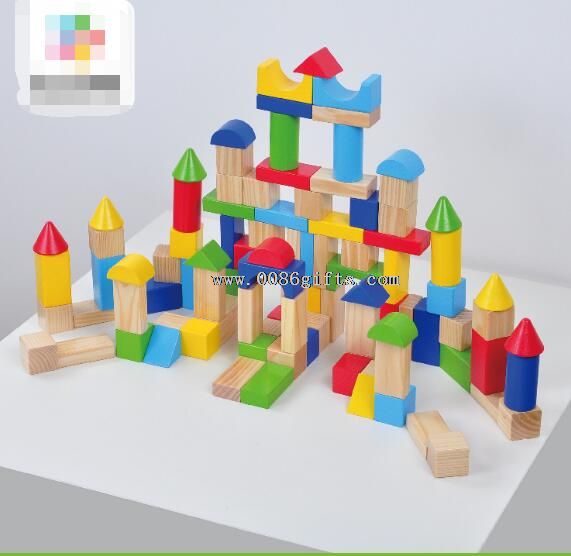 100 ks dřevěných kostek hračku stavební blok