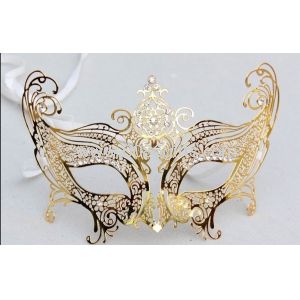 8 Inch Gold Metal Venetian Masks