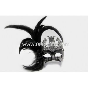 Černé peří maškarní masky s 12 Colombina plast Mas