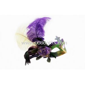 Female Black Decorated Feather Masquerade Masks For Halloween / Party