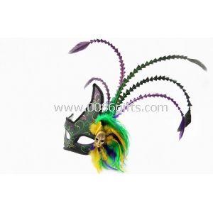 Mini grønne Colombina fjær Masquerade masker