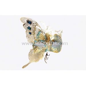Masques vénitiens de carnaval or en plastique pour mascarade avec forme papillon