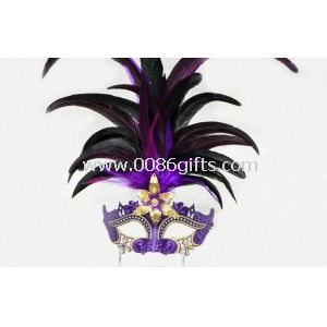 Einzigartige Feder Karneval venezianische Masken Metall Halloween für Dame, violett