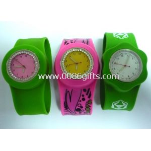 Bright Colors Arab Rhonestone Rubber Band sport silicone Slap Bracelet Watch OEM