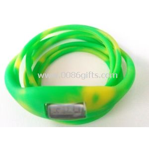Зелений & жовті желе водонепроникний негативний іон наручних годинників