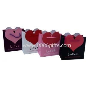 Love heart shape paper carrier bags