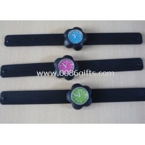 New Style Black Flower Full Color Face Children Slap Band Watches 1 ATM or 3ATM