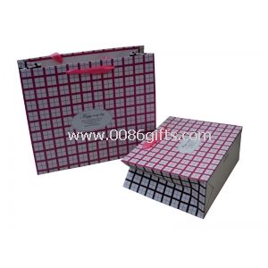 Pink Square Ribbon Handle Paper Carrier Bag