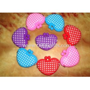 Tideway polka dots heart shape silicone coin purse