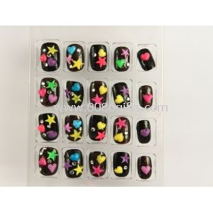 Artificial Nail Art black with glitter