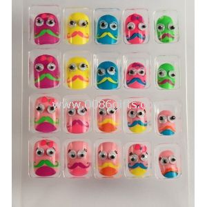 Artificial Nail Art Kids Fake Nails Pre Glued with Imported nail glue