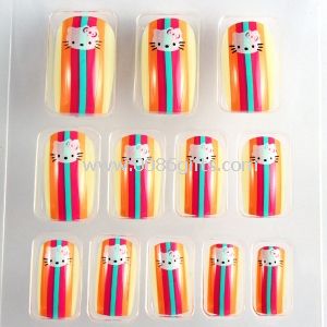 Japanese short Fingers Fake Nails french manicure with ABS material