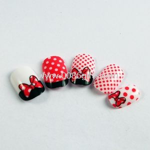 Mickey decorated kids fake nails polka dot pattern for dancing Party