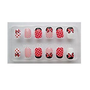 Red cartoon Kids Fake Nails for little girls