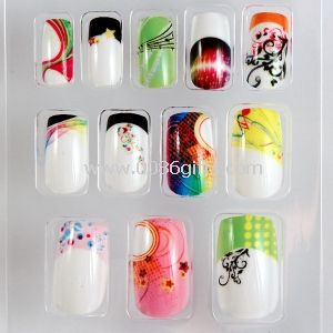 Acrylic decorated fake nails Tips Full Cover for women