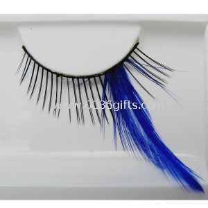 Black eyelash with blue feather
