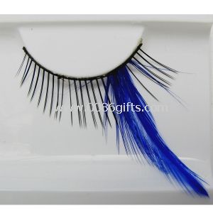 Cils noir avec plumes bleu