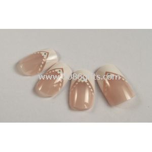 Decorated French Manicure Fake Nails
