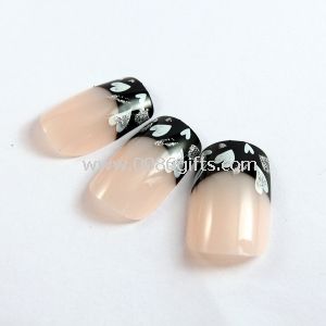 Plástico elegante francés manicura falsas uñas para mujeres