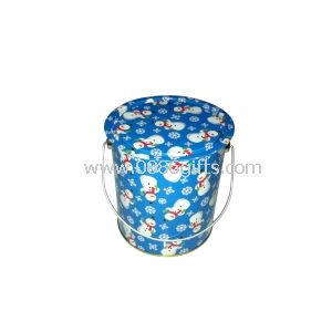 Cartoon Printed Tin Cookie Containers With Handle