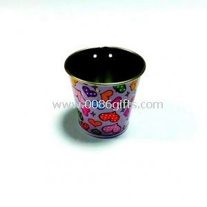 Cute Painted Metal Tin Bucket With Handle For Spices / Popcorn