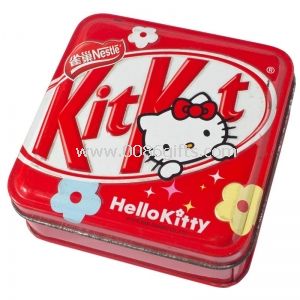 Kırmızı Hello Kitty kare / dikdörtgen teneke kutu