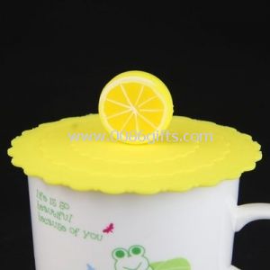 Frucht Zitrone Logo Silikon Tasse obere Abdeckung