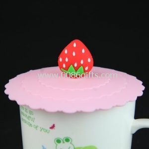 Frukt jordbær logo silikon cup lokk