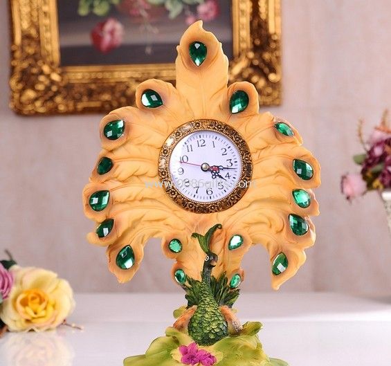 Elegantní peacock dekorační články kreativní hodiny pryskyřice