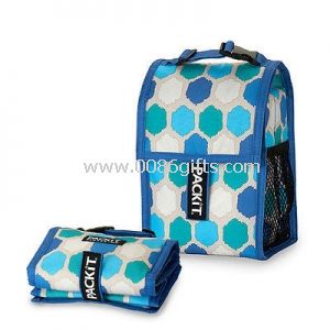 Double Baby Bottle Bag Blue Dots Freezable Cooler Foldable To-Go Travel