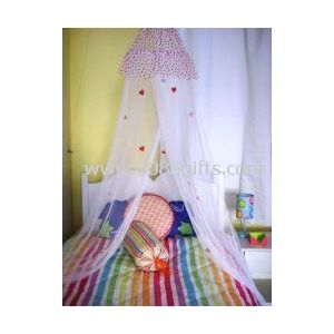 Kids Mosquito Nets with hearts mesh top and decorative red hearts on the body