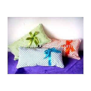 Printed dotted canvas cushion