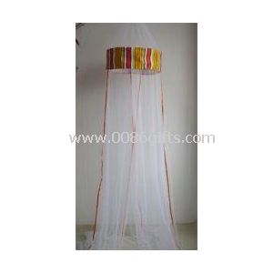 Single mosquito net with feather decorative top