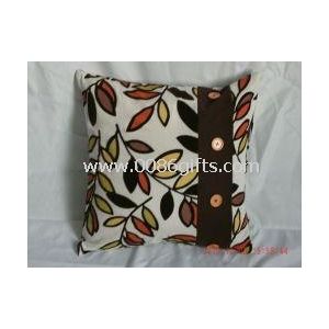Square cushion with wooden buttons