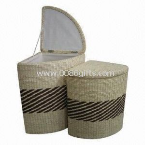 Handmade Storage Box/Laundry Basket, Made of 100% Natural Water Hyacinth Rush