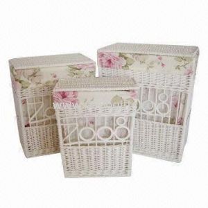 Lovely Printed Willow Laundry Basket