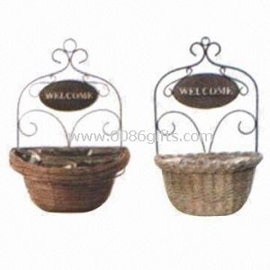 Willow Flower Baskets/Box with Metal Frame