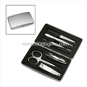 small metal frame glossy PU pouch manicure set