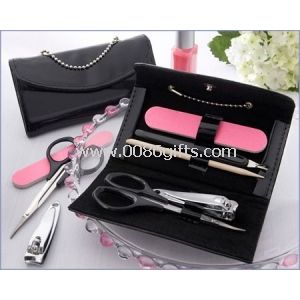 Brown color in matal frame manicure set gift pouch