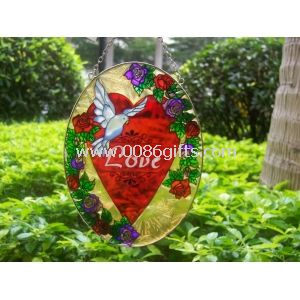 Stained Glass Suncatchers with red heart patterns design