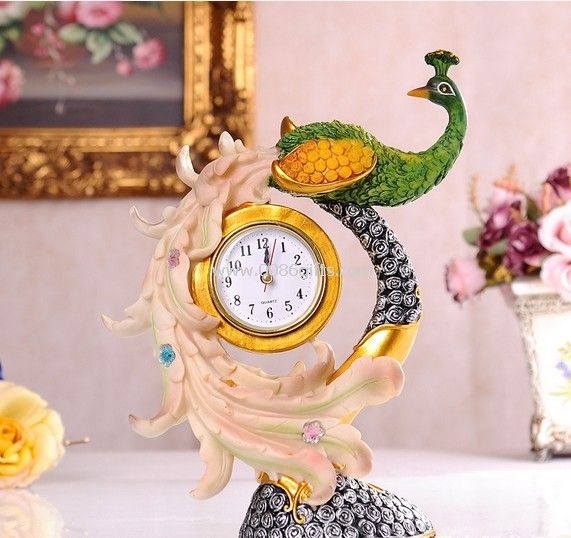 Art peacock clock Home decoration