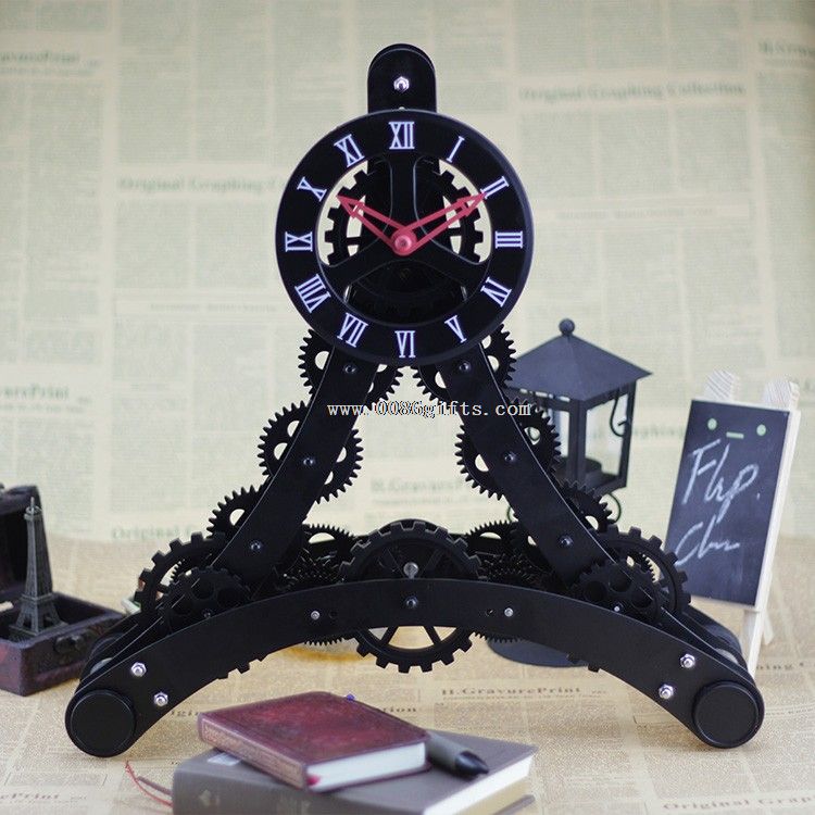 Attractive Metal Eiffel Gear Desk Clock