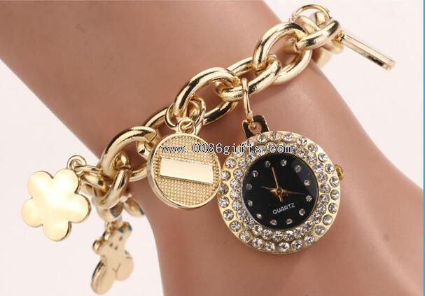 Bangle watch with crystal jewelry